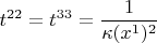 $$ t^{22}=t^{33}=\frac{1}{\kappa (x^1)^2} $$