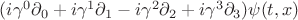 $(i\gamma^0\partial_0 + i\gamma^1\partial_1 - i\gamma^2\partial_2 + i\gamma^3\partial_3)\psi(t,x)$ $(i\gamma^0\partial_0 + i\gamma^1\partial_1 - i\gamma^2\partial_2 + i\gamma^3\partial_3)\psi(t,x)$