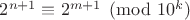 $2^{n+1} \equiv 2^{m+1} \pmod{10^k}$