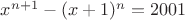 $x^{n+1} - (x+1)^n = 2001$