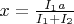 $x=\frac{I_1a}{I_1+I_2}$