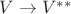 $V\to V^{**}$