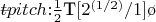 $
\def\-#1{\lefteqn{$--$}#1}
\-t pitch{:}\frac{1}{2}\mbox{T}[2^{(1/2)}/1]\o
$