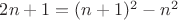 $2n+1=(n+1)^2-n^2$