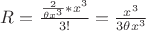 $% MathType!MTEF!2!1!+-
% feaafiart1ev1aaatCvAUfeBSjuyZL2yd9gzLbvyNv2CaerbuLwBLn
% hiov2DGi1BTfMBaeXatLxBI9gBaerbd9wDYLwzYbItLDharqqtubsr
% 4rNCHbGeaGqiVu0Je9sqqrpepC0xbbL8F4rqqrFfpeea0xe9Lq-Jc9
% vqaqpepm0xbba9pwe9Q8fs0-yqaqpepae9pg0FirpepeKkFr0xfr-x
% fr-xb9adbaqaaeGaciGaaiaabeqaamaabaabaaGcbaGaamOuaiabg2
% da9maalaaabaWaaSaaaeaacaaIYaaabaGaeqiUdeNaamiEamaaCaaa
% leqabaGaaG4maaaaaaGccaGGQaGaamiEamaaCaaaleqabaGaaG4maa
% aaaOqaaiaaiodacaGGHaaaaiabg2da9maalaaabaGaamiEamaaCaaa
% leqabaGaaG4maaaaaOqaaiaaiodacqaH4oqCcaWG4bWaaWbaaSqabe
% aacaaIZaaaaaaaaaa!47AF!
\[
R = \frac{{\frac{2}{{\theta x^3 }}*x^3 }}{{3!}} = \frac{{x^3 }}{{3\theta x^3 }}
\]

$