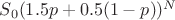 $S_{0}(1.5p+0.5(1-p))^N$