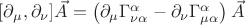 $ [\partial_\mu,\partial_\nu]\vec A = \left( \partial_\mu \Gamma_{\nu \alpha}^\alpha - \partial_\nu \Gamma_{\mu \alpha}^\alpha \right) \vec A $