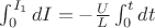 $\int_{0}^{I_1} dI = - \frac {U}{L} \int_{0}^{t} dt $