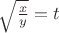 $\[
\sqrt {\frac{x}{y}}  = t
\]$