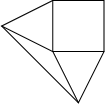 $$\begin{tikzpicture}
		\draw (0,0) rectangle (1,1);
		\draw (0,0) -- (-1,0.5) --(0,1);
		\draw (0,0) -- (0.5,-1) -- (1,0);
		\draw (-1,0.5)--(0.5,-1);
		\end{tikzpicture}$$