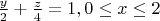 $\frac{y}2+\frac{z}4=1, 0 \le x \le 2$