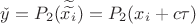 $\check{y}=P_{2}(\widetilde{\widetilde{x_{i}}})=P_{2}(x_{i}+c\tau)$
