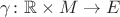 $\gamma\colon \mathbb{R}\times M\to E$