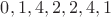 $0,1,4,2,2,4,1$