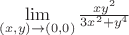 $\[\mathop {\lim }\limits_{(x,y) \to (0,0)} \frac{{x{y^2}}}{{3{x^2} + {y^4}}}\]$