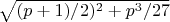 $\sqrt{(p+1)/2)^2 + p^3/27}$