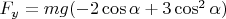 $F_y=mg(-2\cos\alpha+3\cos^2\alpha)$