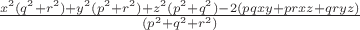 $\frac {x^2(q^2+r^2)+y^2(p^2+r^2)+z^2(p^2+q^2)-2(pqxy+prxz+qryz)}   {(p^2+q^2+r^2)}$