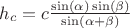 $h_c=c\frac{\sin(\alpha)\sin(\beta)}{\sin(\alpha +\beta)}$