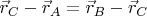$\vec{r}_C-\vec{r}_A=\vec{r}_B-\vec{r}_C$