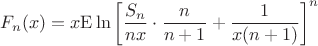 $$
F_n(x)=x{\rm E}\ln\left[\frac{S_n}{nx}\cdot\frac{n}{n+1}+\frac1{x(n+1)}\right]^n
$$