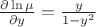 $\frac{\partial \ln \mu}{\partial y}=\frac{y}{1-y^2}$ $\frac{\partial \ln \mu}{\partial y}=\frac{y}{1-y^2}$