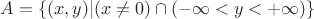 $A=\{(x,y)|(x\ne 0)\cap (-\infty<y<+\infty)\}$
