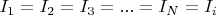 $I_1 = I_2 = I_3 = ... = I_N = I_i$
