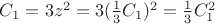 $C_1 = 3z^2 = 3(\frac{1}{3}C_1)^2 = \frac{1}{3}C_{1}^2$