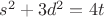 $s^2+3d^2=4t$