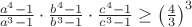 $\frac{a^4-1}{a^3-1}\cdot\frac{b^4-1}{b^3-1}\cdot\frac{c^4-1}{c^3-1}\ge\left({\frac{4}{3}}\right)^3$