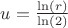 $u=\frac{\ln(r)}{\ln(2)}$