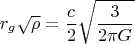 $$r_g \sqrt{\rho}=\frac{c}{2}\sqrt{\frac{3}{2\pi G}}$$