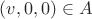 $(v,0,0) \in A$