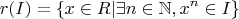 \[
r(I) = \left\{ {x \in R|\exists n \in \mathbb{N},x^n  \in I} \right\}
\]