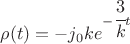 $ \rho(t)= - j_0 k e^{- \cfrac{3}{k}t} $