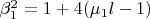 $\beta_1^2=1+4(\mu_1l-1)$