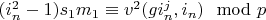 $(i_n^2-1) s_1 m_1 \equiv v^2(g i_n^j, i_n) \mod p$