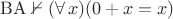 ${\rm BA}\nvdash(\forall\,x)(0+x=x)$