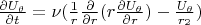$\frac {\partial U_{\theta}} {\partial t} =\nu (\frac 1 r \frac {\partial } {\partial r}(r \frac {\partial U_{\theta}} {\partial r})-\frac{U_{\theta}} {r_{^2}})$