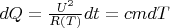 $dQ=\frac{U^2}{R(T)}dt=cmdT$