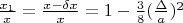 $\frac{x_1}{x}=\frac{x-\delta x}{x}=1-\frac{3}{8}(\frac{\Delta}{a})^2$