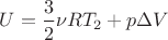 $U=\dfrac{3}{2}\nu RT_2+p\Delta V$