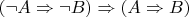 $(\neg A \Rightarrow \neg B) \Rightarrow (A \Rightarrow B)$
