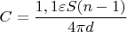 $C=\dfrac{1,1\varepsilon S(n-1)}{4\pi d}$