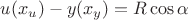 $u(x_u)-y(x_y)=R\cos \alpha $