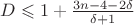 $D \leqslant 1+\frac{3n-4-2\delta }{\delta+1}$
