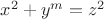 $x^2 + y^m = z^2$