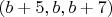 $(b+5,b,b+7)$