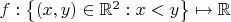 $f:\left\{ (x,y)  \in \mathbb {R}^2: x < y \right\} \mapsto \mathbb {R}$